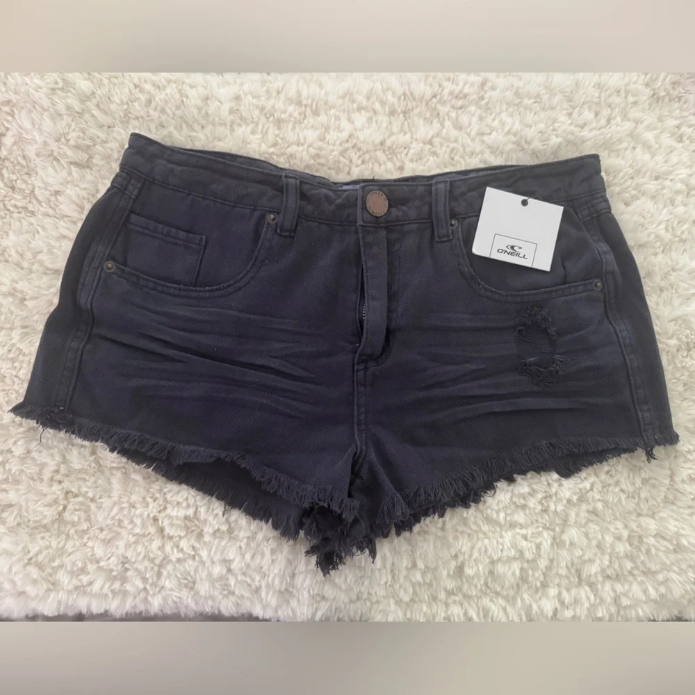O'Neill Blue Jean Shorts Frayed Hem Casual - Picture 1 of 4
